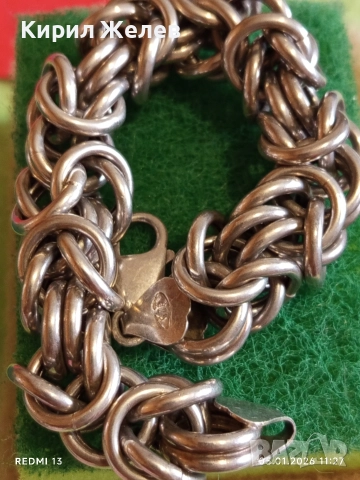 Масивна сребърна гривна Кралска плетка майсторска ръчна изработка 50772, снимка 9 - Гривни - 52984918
