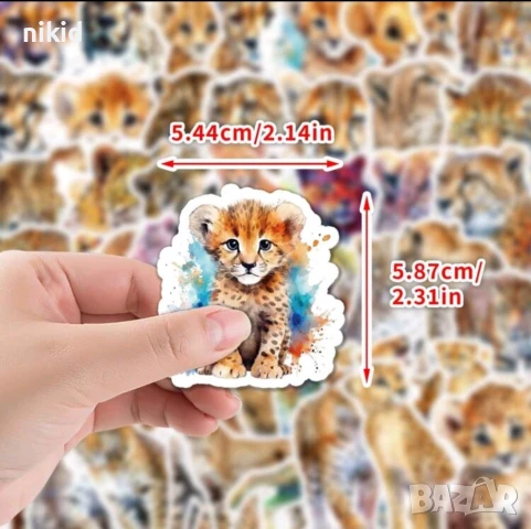 50 бр Леопард Пума Тигър  самозалепващи лепенки стикери за украса декор картонена торта и др, снимка 3 - Други - 51322372