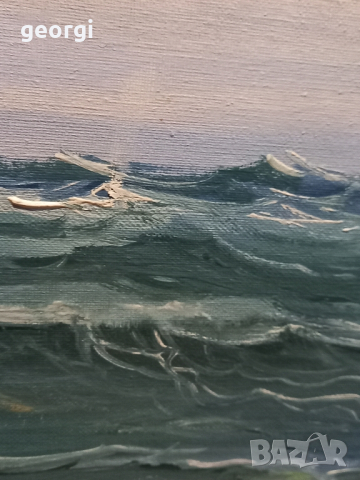 Стара картина платно кораб, снимка 5 - Картини - 44647886