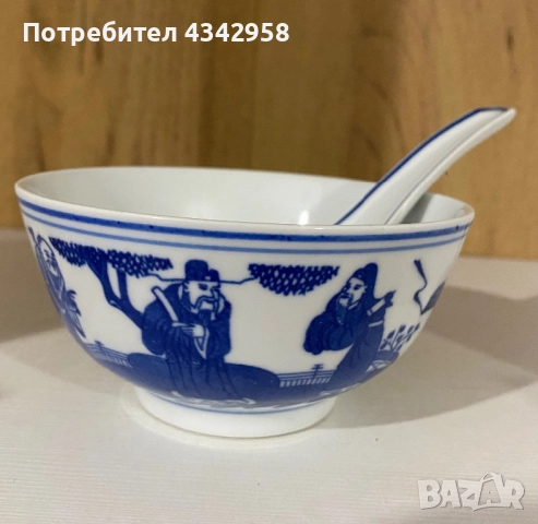 « Три мъдреца».Китайска порцеланова чиния с лъжичка.1970 г