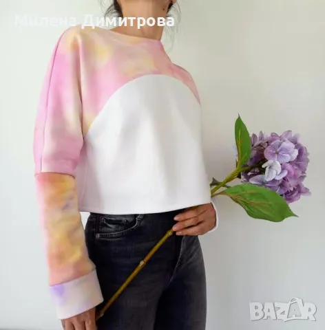 Къса ръчно рисувана блуза , снимка 11 - Суичъри - 50078098