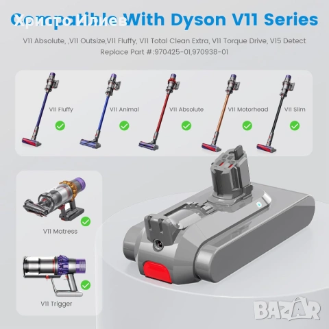 Резервна батерия за прахосмукачка Dyson V11, снимка 5 - Прахосмукачки - 53644511