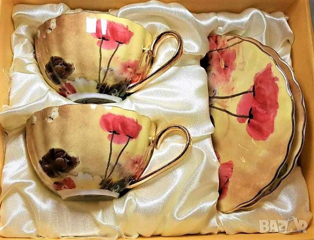 Луксозни  чаши за кафе и чай от изящен костен порцелан, снимка 13 - Подаръци за жени - 27212439