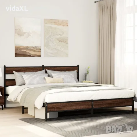 vidaXL Метална рамка за легло, без матрак, кафяв дъб, 180x200 см, снимка 2 - Спални и легла - 56147043