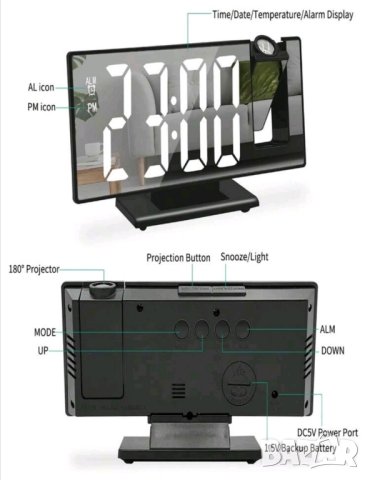 Дигитален настолен проектиращ часовник , снимка 7 - Други - 42447154