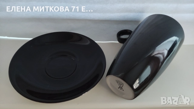 *Anna Burg* Германия един прекрасен порцеланов двоен сет в черно и бяло, снимка 10 - Чаши - 53181079