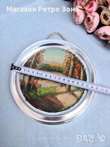 ТПК Тракийско творчество 1967 година - репродуция с маслени бои на метална основа, снимка 5 - Други ценни предмети - 40379527