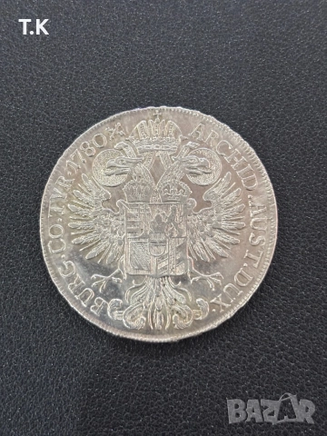 Сребърен Талер Мария Тереза 1780, снимка 2 - Нумизматика и бонистика - 51537041