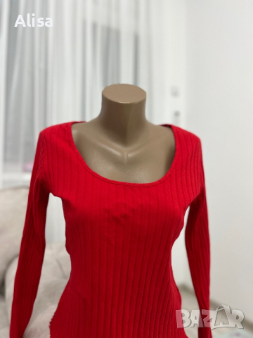 Червена дамска блуза, снимка 2 - Блузи с дълъг ръкав и пуловери - 44828520
