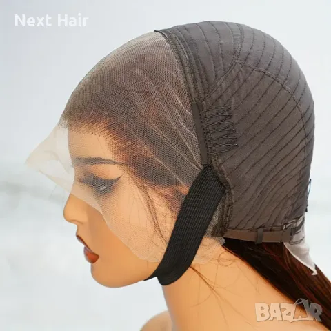 Естествена оранжева перука с дантела лейс фронт, снимка 4 - Аксесоари за коса - 48479113