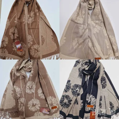 Елегантен дамски шал в различни цветове и с принт на глухарчета, снимка 1