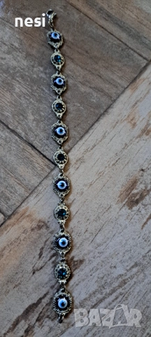 Посребрена гривна с камъни, снимка 3 - Гривни - 52420097