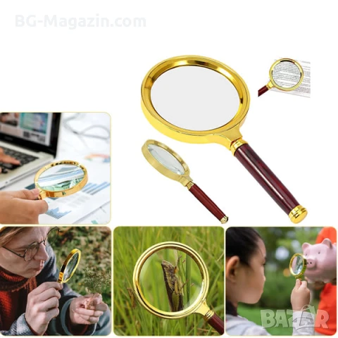 Голяма стъклена увеличителна ръчна лупа 10X увеличение с дръжка за четене на книги професионална, снимка 2 - Други инструменти - 50920379