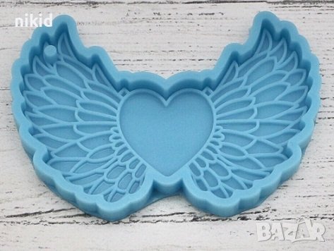 Грамадни отворени крила със сърце силиконов молд форма фондан гипс шоколад декор украса, снимка 3 - Форми - 42201650