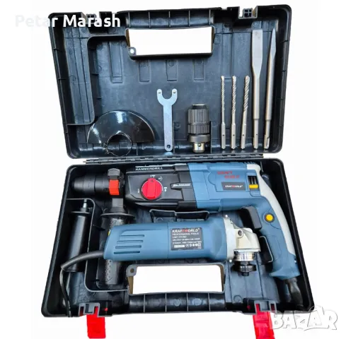 Комплект 2в1 Ъглошлайф 125мм и Ударна Бормашина KraftWorld, снимка 2 - Бормашини - 50367283
