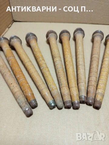 Комплект Соц Стари Дървени Пера Шпиндели Бобини 9бр., снимка 3 - Антикварни и старинни предмети - 50553921
