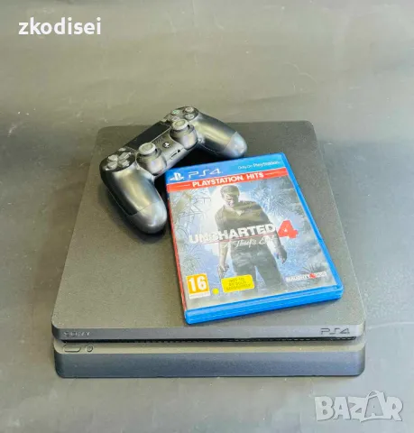 Sony Play Station 4 SLIM с 1бр. джойстик и 1бр. игра, снимка 1