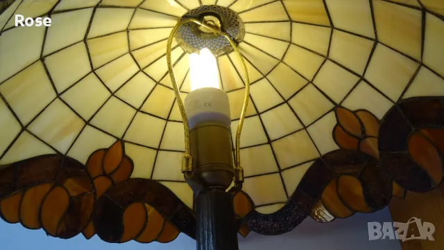 Тифани Tiffany - лампа и абажур, бежова гама, барок, снимка 7 - Настолни лампи - 50086818