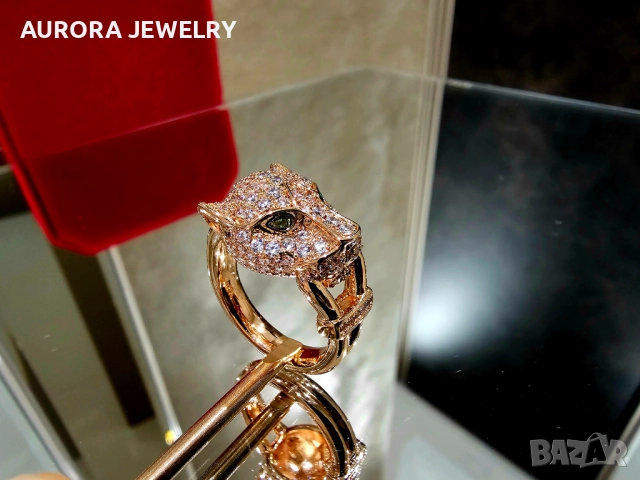 CARTIER Panthere de Cartier Rose Gold Paved Head Diamonds Пръстен, снимка 7 - Пръстени - 52879601