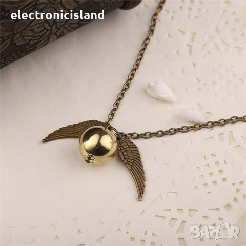 Колие стил Хари Потър Снитч Куидич Harry Potter Snitch Quidich, снимка 3 - Гривни - 12250638