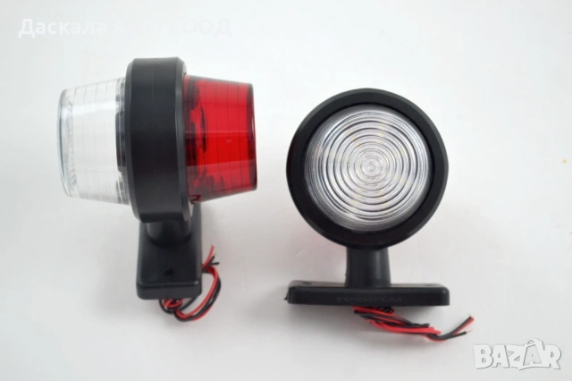 1бр.  Maxi LED габарит, късо рогче, червено/бяло, 24V