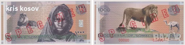 Сомалиленд 1000 shillings 2006 Specimen, снимка 2 - Нумизматика и бонистика - 21887569