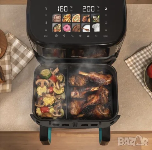 Еър фрайър CECOTEC Cecofry&Grill Smokin Prime 11000 11L 10 автоматични програми, снимка 3 - Фритюрници - 56182632
