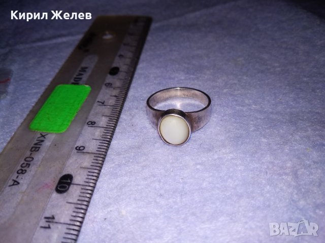 СКЪПОЦЕНЕН РЕТРО АРТ ДЕКО СРЕБЪРЕН ПРЪСТЕН СРЕБРО 925 / 950 с ШЛИФОВАН ЛУНЕН КАМЪК 29699, снимка 9 - Пръстени - 41637958