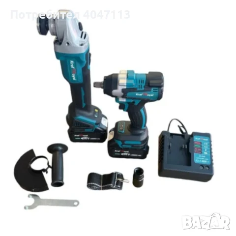Комплект от акумулаторен ъглошлайф и гайковерт 36V 8Ah, снимка 3 - Други инструменти - 51367608