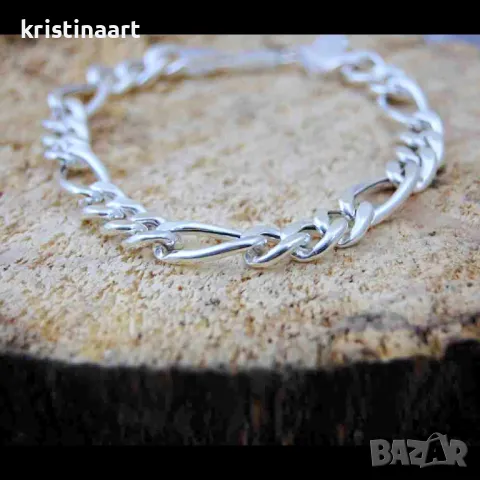 Мъжка сребърна италианска гривна *Картие*.21см, снимка 4 - Гривни - 48163641