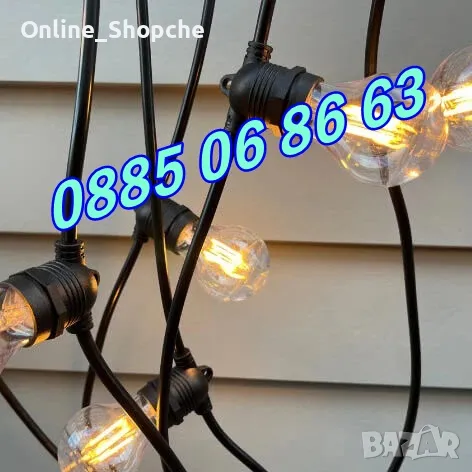 Светещи крушки 10 броя топло бяла светлина, гирлянд с дължина 6 метра , снимка 2 - Декорация за дома - 48093944