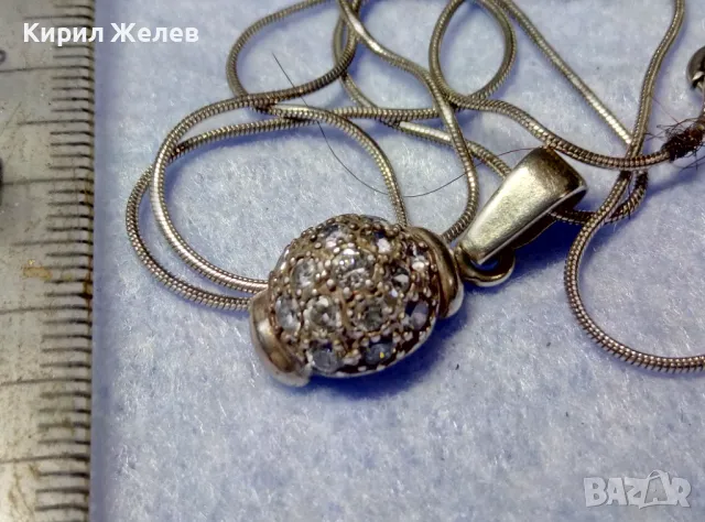 НЕЖНО ИТАЛИАНСКО СРЕБЪРНО КОЛИЕ със СКЪПОЦЕНЕН СРЕБЪРЕН ПЕНДАНТ РОДИРАНО СРЕБРО 925 ПРОБА 43359