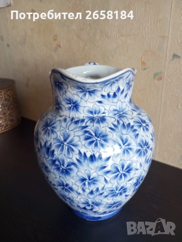 Ръчно рисувана кана / ваза, порцелан, вис.25 см., снимка 4 - Декорация за дома - 52790784