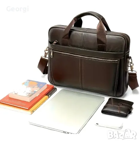 Мъжка кожена бизнес чанта (Функционално/елегантно куфарче за лаптоп 15) Естествена кожа!, снимка 8 - Чанти - 49379947