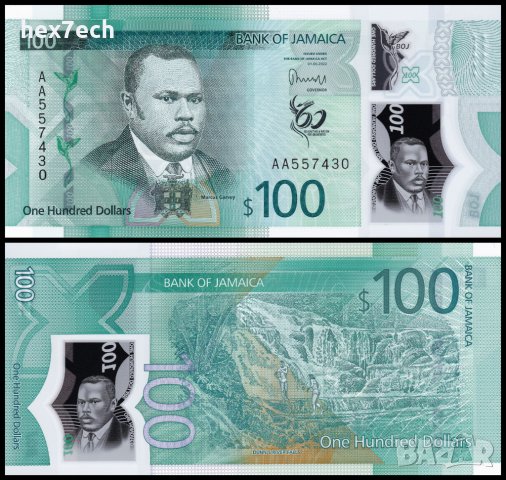 ❤️ ⭐ Ямайка 2022 100 долара полимер UNC нова ⭐ ❤️, снимка 1 - Нумизматика и бонистика - 42399718