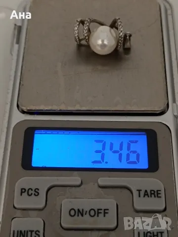 Сребърна висулка с естествена перла , снимка 4 - Колиета, медальони, синджири - 50347577