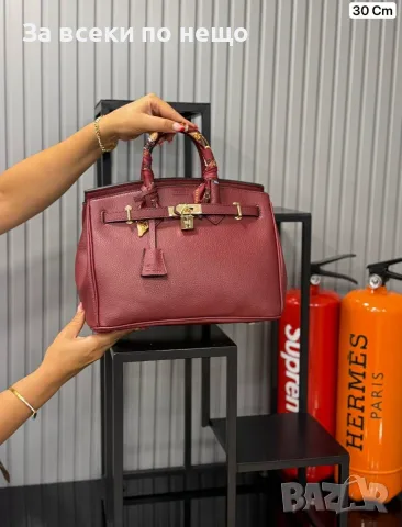 Hermes Birkin Луксозна Дамска Чанта С Декоративен Шал - Различни Цветове Код SEM-795, снимка 9 - Чанти - 56121497