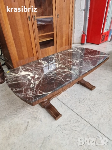 Масивна Маса с Дърворезба и Мрамор с Повдигащ механизъм-внос от Германия!, снимка 3 - Маси - 52480196