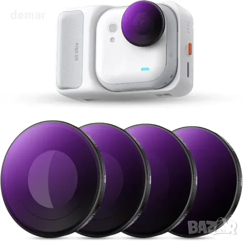 K&F CONCEPT ND/PL филтри комплект за Insta360 Go Ultra (ND8/PL+ ND16/PL+ ND64/PL ND3/PL+) – 4 броя, снимка 5 - Обективи и филтри - 55777171