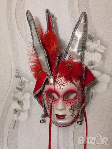 Венецианска маска, / декорация- лице с червена глава на шут, снимка 6 - Други - 53385447