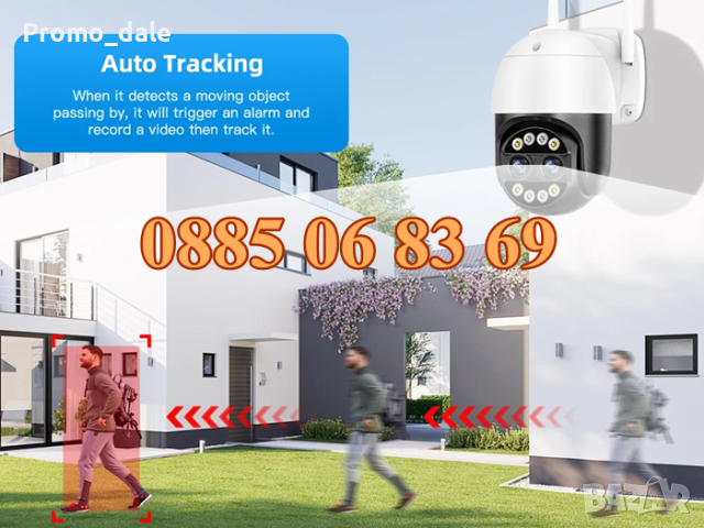 Въртяща IP безжична камера външен монтаж 8MPX с двойна леща, снимка 3 - IP камери - 44584420