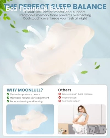 Нова Ергономична възглавница мемори пяна за врат и рамене с охлаждащ калъф, снимка 9 - Възглавници - 52822157