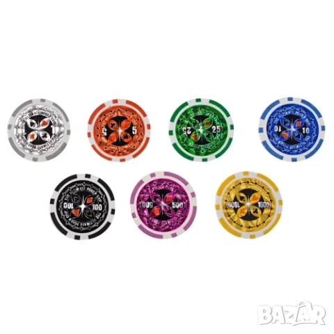 Покер комплект с 500 чипа / Poker chips, снимка 7 - Карти за игра - 52859626
