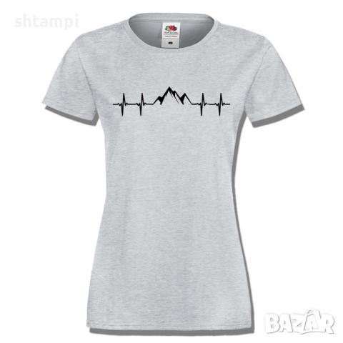 Дамска тениска Heartbeat Mountain,Изненада,Подарък,Поход,Връх,Хижа, снимка 5 - Тениски - 36373364
