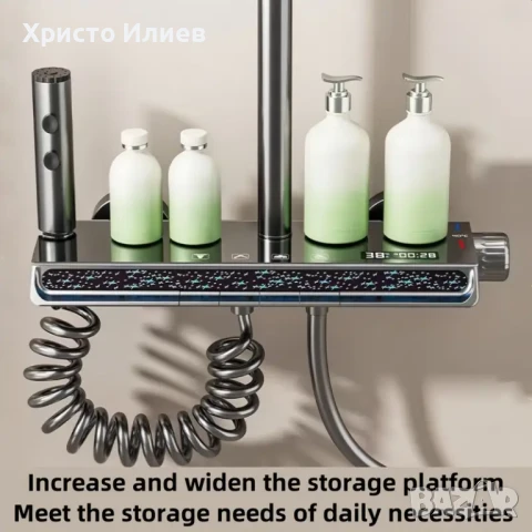 Душ система със светещ смесител Лед LED дисплей 4 функции бутони функция дъжд, снимка 2 - Смесители - 51417362