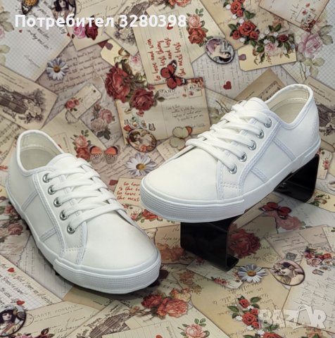 Дамски кецове от плат изцяло в бяло, марка Zabaione, снимка 3 - Кецове - 41064999