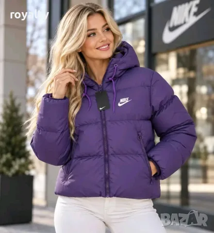 Nike Ново Лилаво Дамско Зимно Яке с Качулка [С-Л]