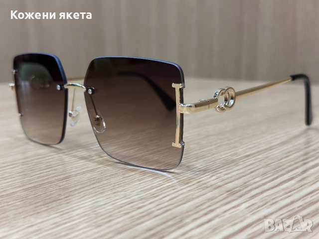Слънчеви кафеви очила със златни рамки GC