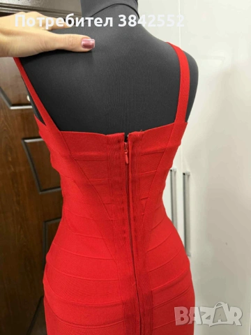 Червена Бандажна Рокля, снимка 4 - Рокли - 53229777