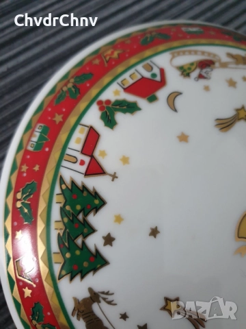 Maebata 16см/японска коледна порцеланова бонбониера-бижутерка-кутия с капак, снимка 5 - Кутии за храна - 52550465